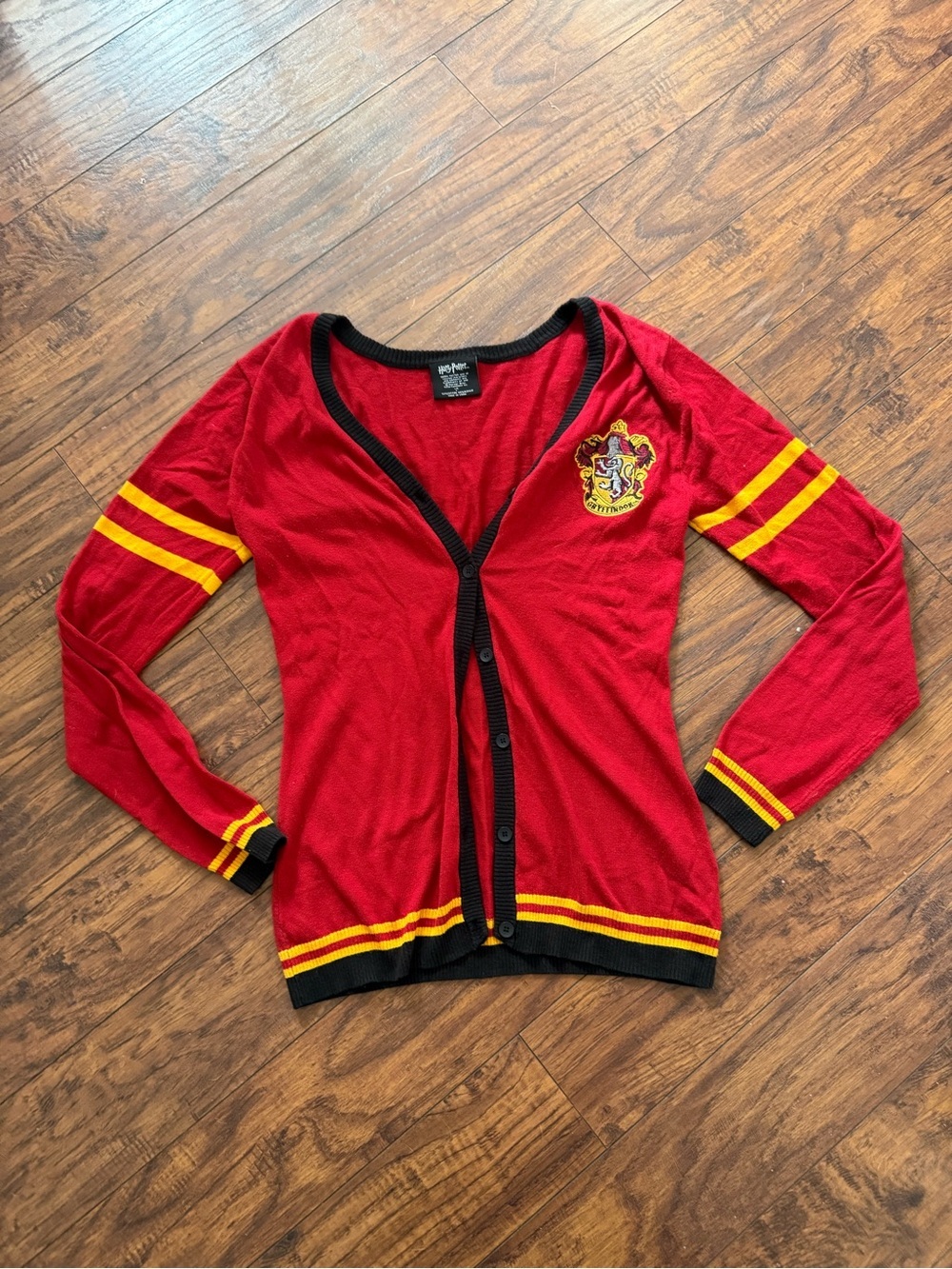 Harry Potter Gryffindor Red Cardigan Sweater Hogwarts with Crest  | Large